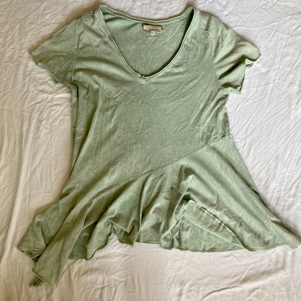 Eri+Ali Green Asymmetrical Light Green Top-Sz M